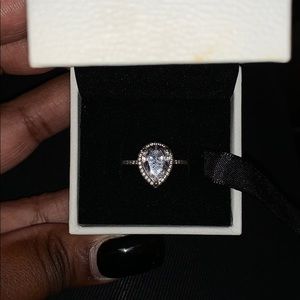 Pandora ring teardrop halo ring